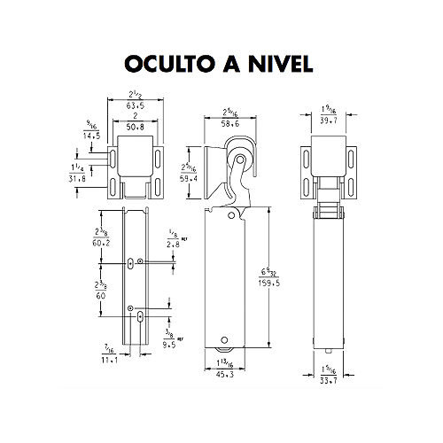 Cierrapuertas, montaje oculto. Acabado: Cromo pulido - Imagen 3