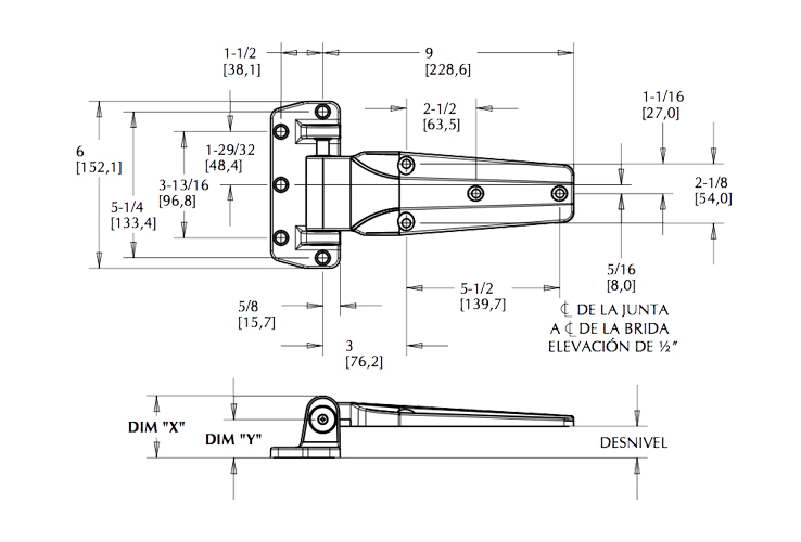 Bisagra. Desnivel: A nivel (0.0 mm) - Imagen 2