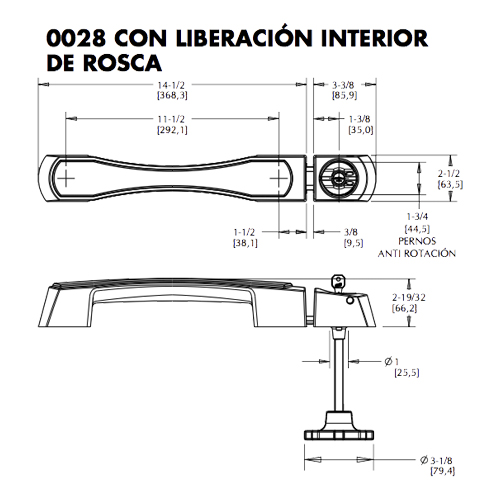 Manija con cilindro de cierre con liberación interior de rosca - Imagen 2
